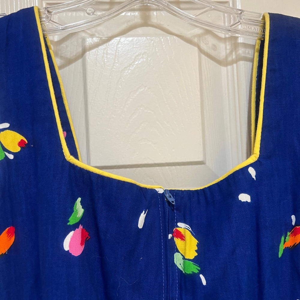 Sabino 80s Blue Floral novelty rockabilly Pockets Pin Up Glam Fit Flare dress‎ 8 - Picture 12 of 12